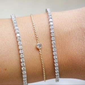 Silver 3mm Full Drill Fine Tennis Bridal Bracelet